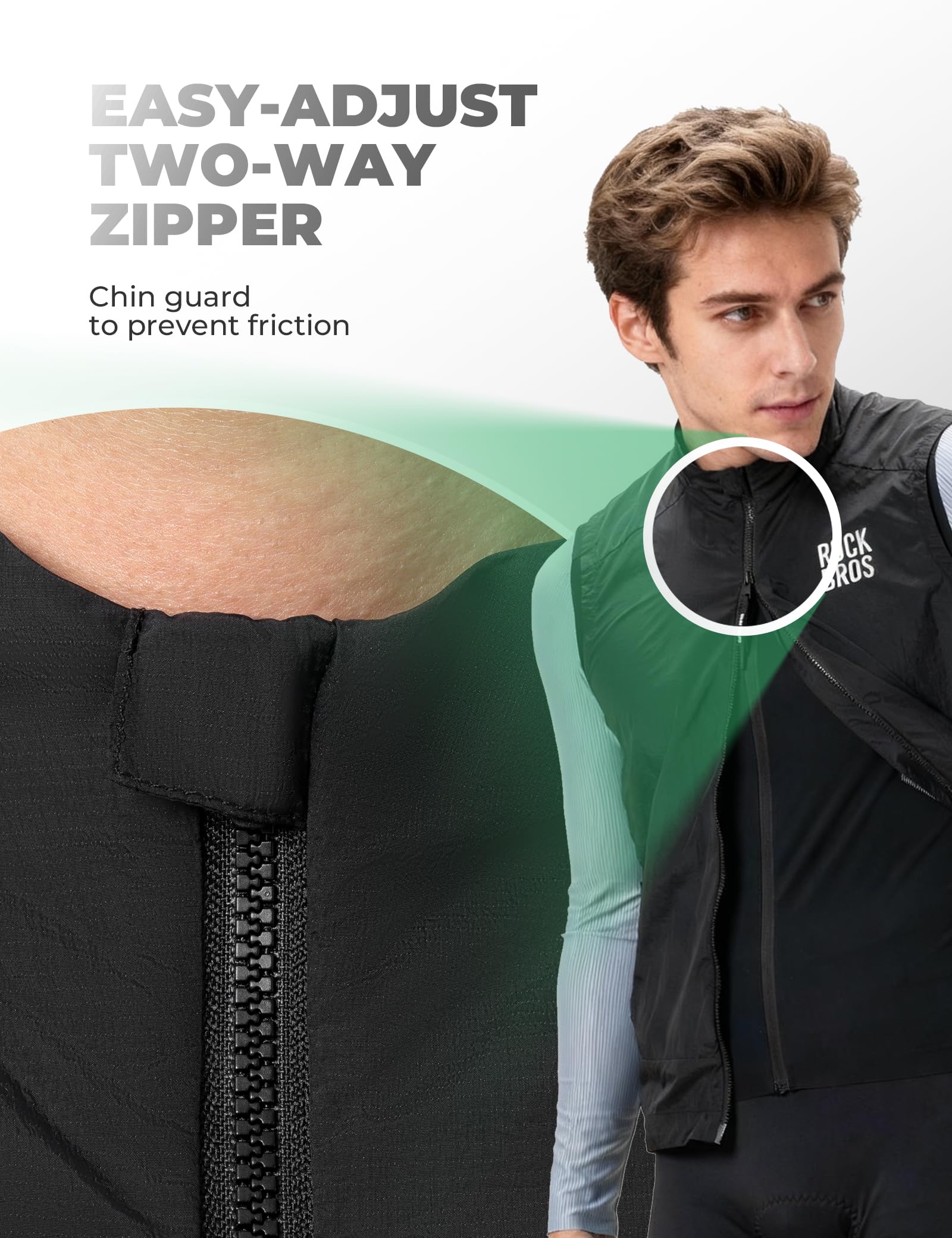ROCKBROS windproof cycling gilet detail#Color_Black