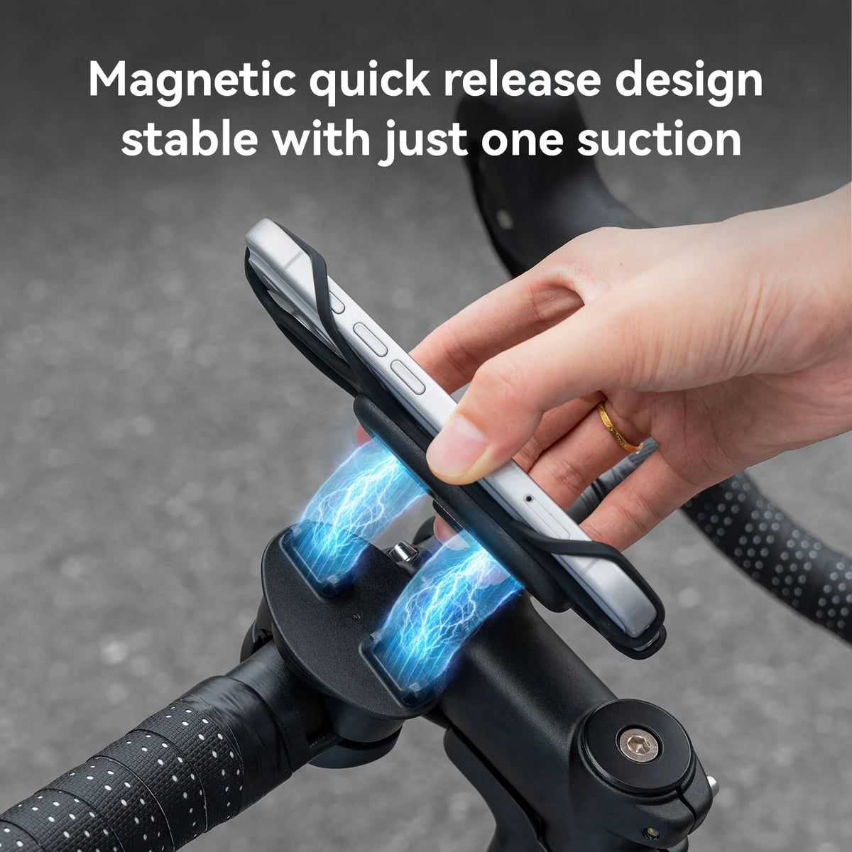 Magnetic bicycle phone mount detail