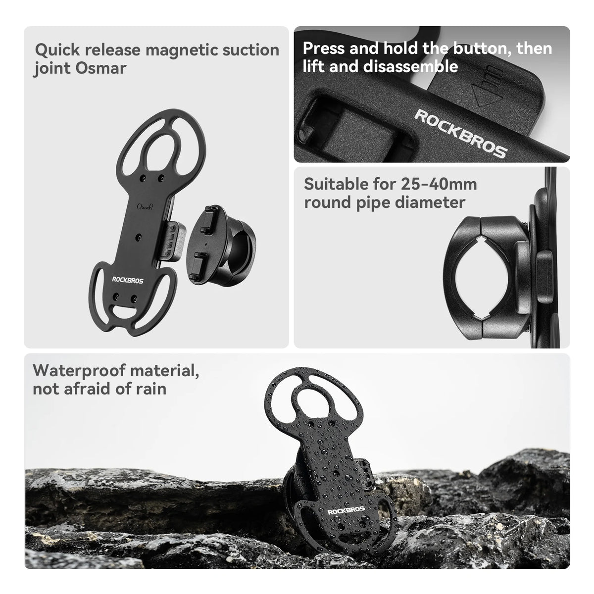Magnetic bicycle phone mount detail