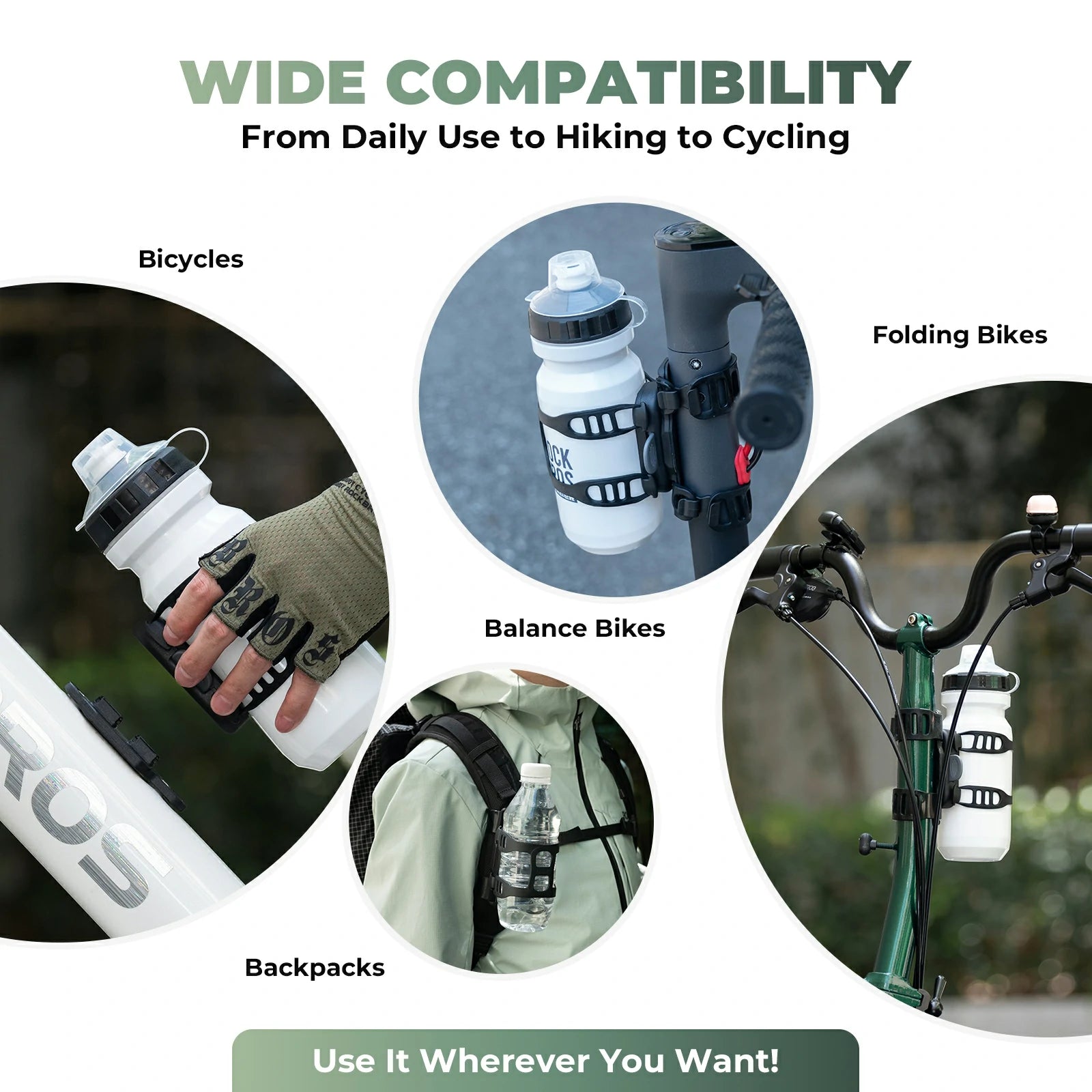 ROCKBROS magnetic strap-type bike water bottle cage, offering secure and quick access with an innovative magnetic attachment system.
