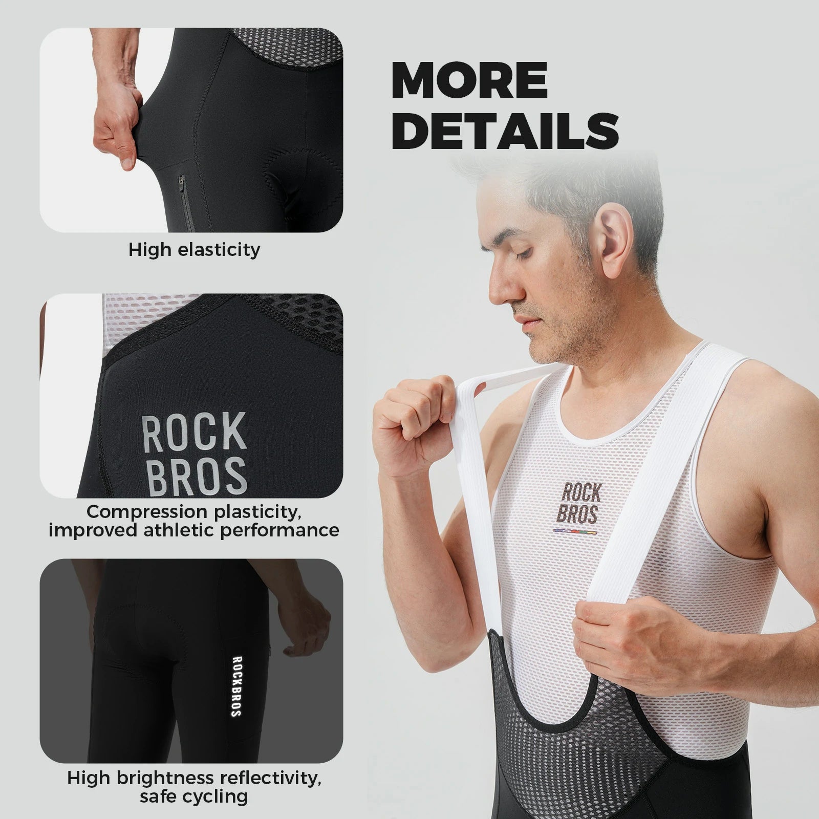 ROCKBROS mens cycling bib long trousers padded