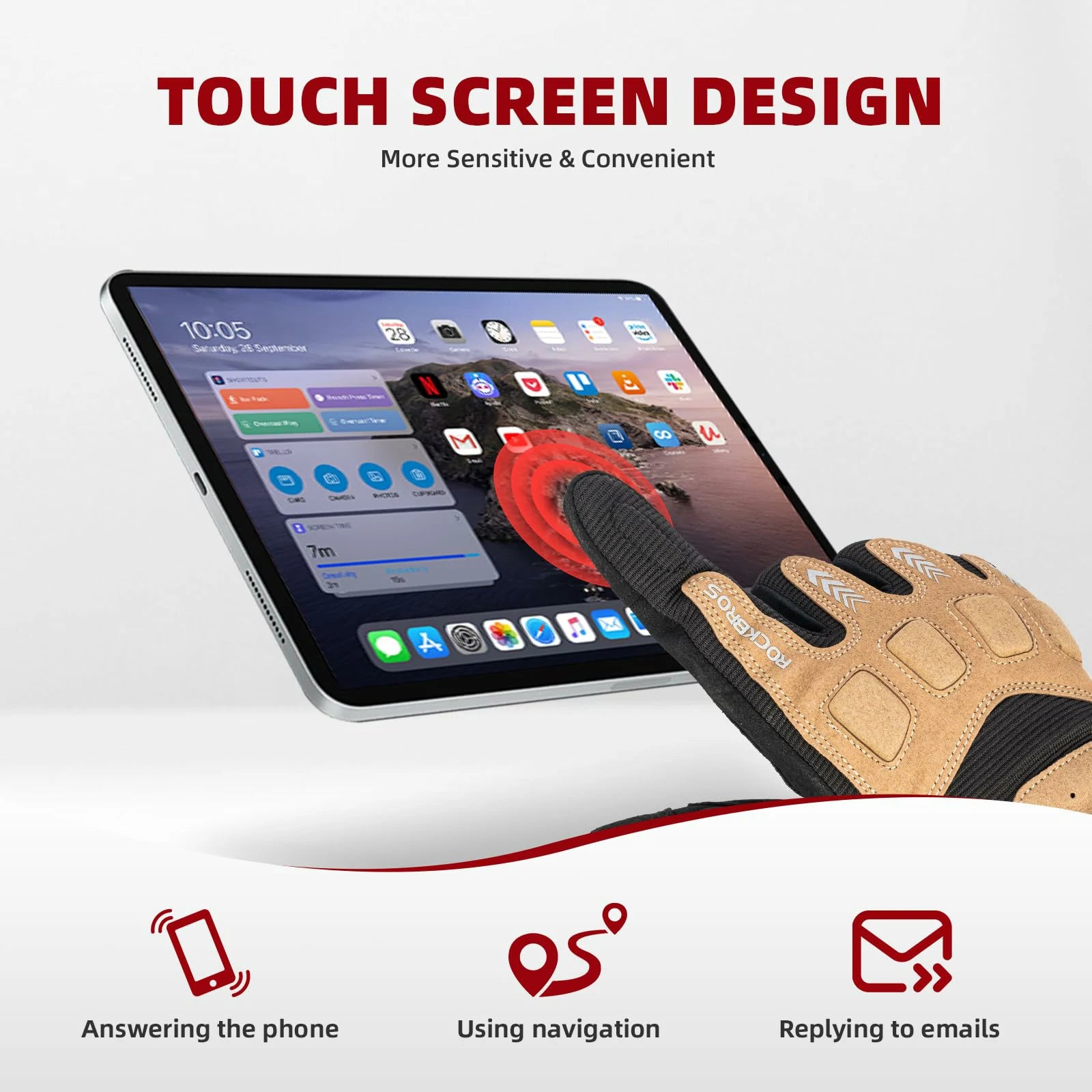 Mens Cycling Gloves Touchscreen Full Finge Winter Autumn Outdoor Climbing Hiking