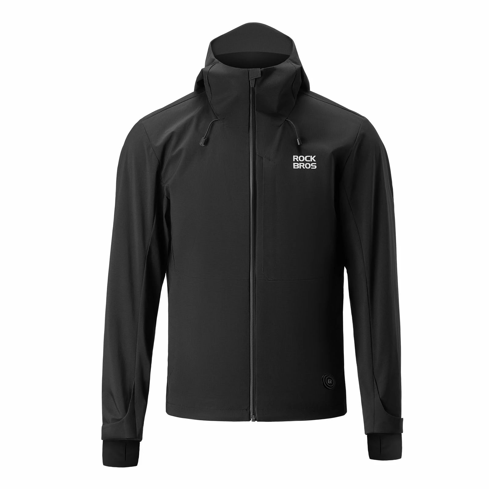 Windproof graphene cycling jacket for men with adjustable heating settings#Color_Black