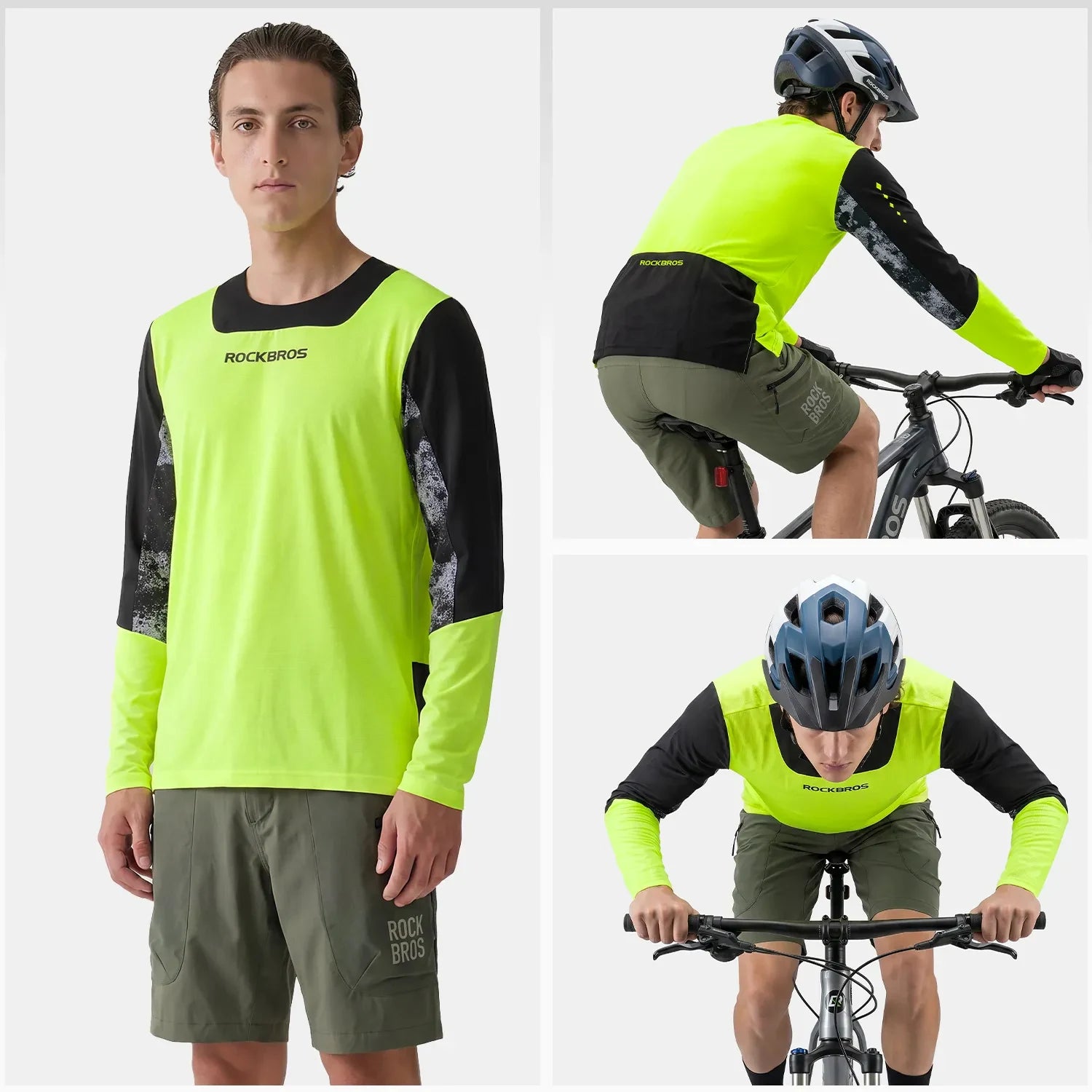 Men's Long Sleeve MTB Jersey with Breathable Fabric & Drop Tail
