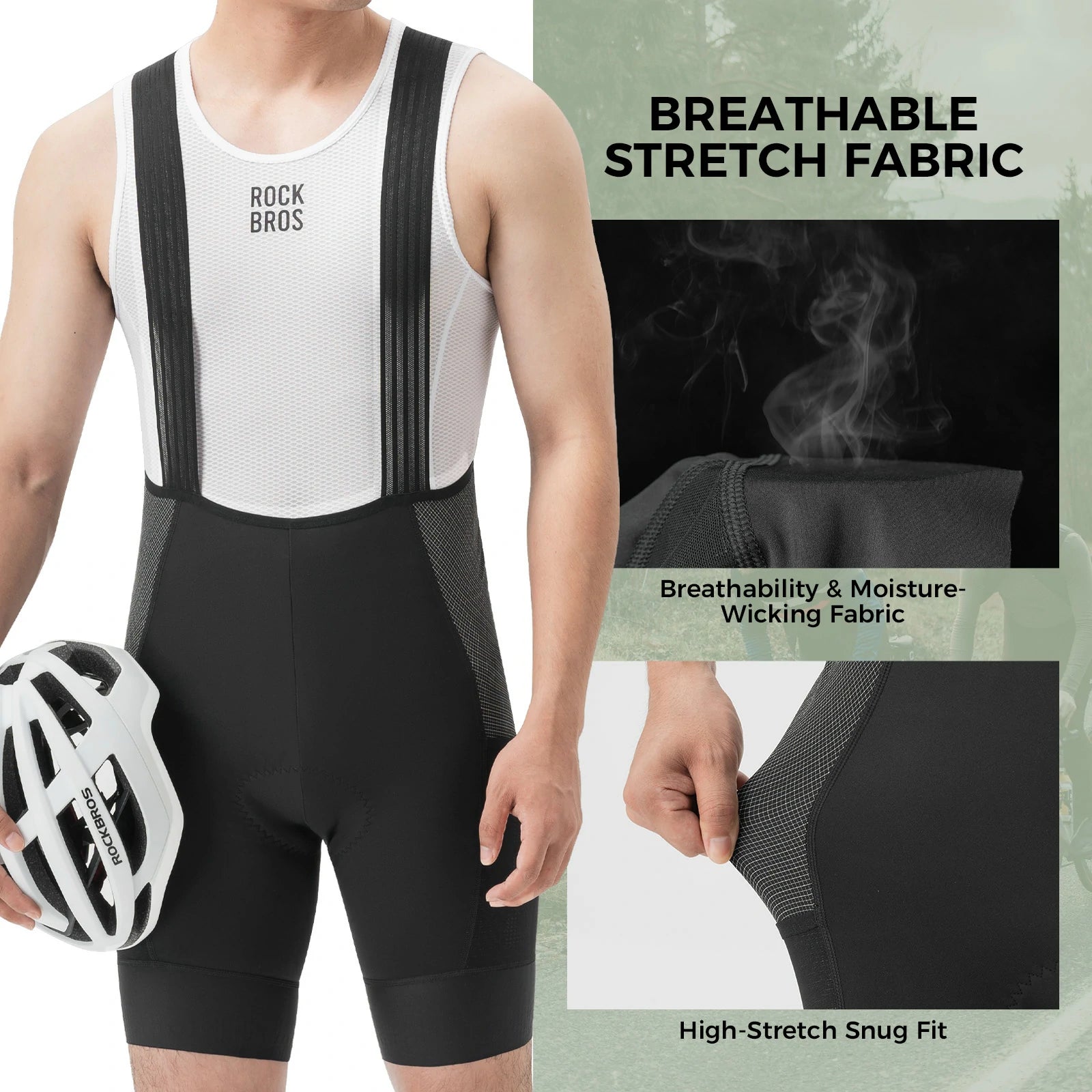 ROCKBROS mens summer cycling bib shorts with five pocket