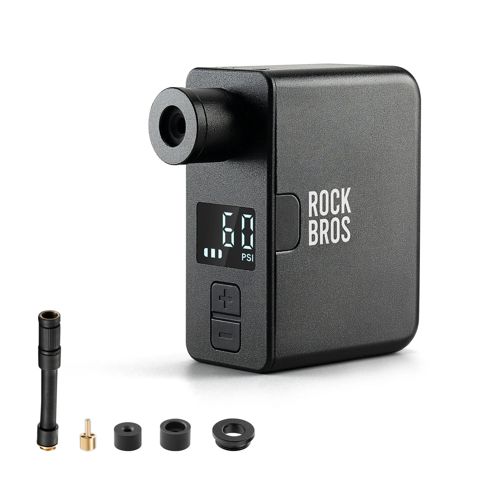 Compact electric bicycle pump with accessories