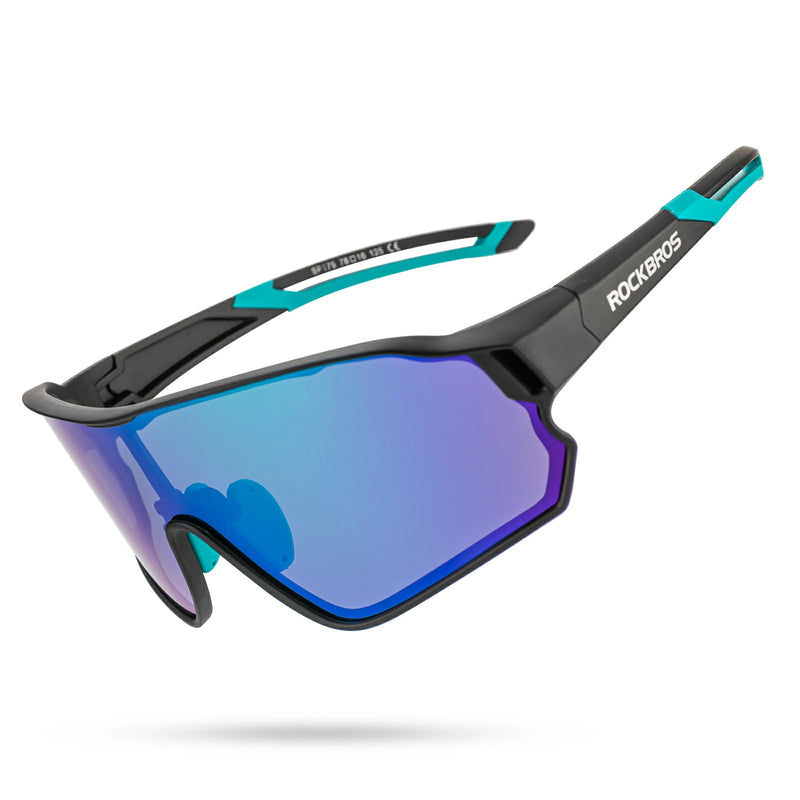 Full frame sports sunglasses with polarized lenses uv400 protection#Color_Black Blue