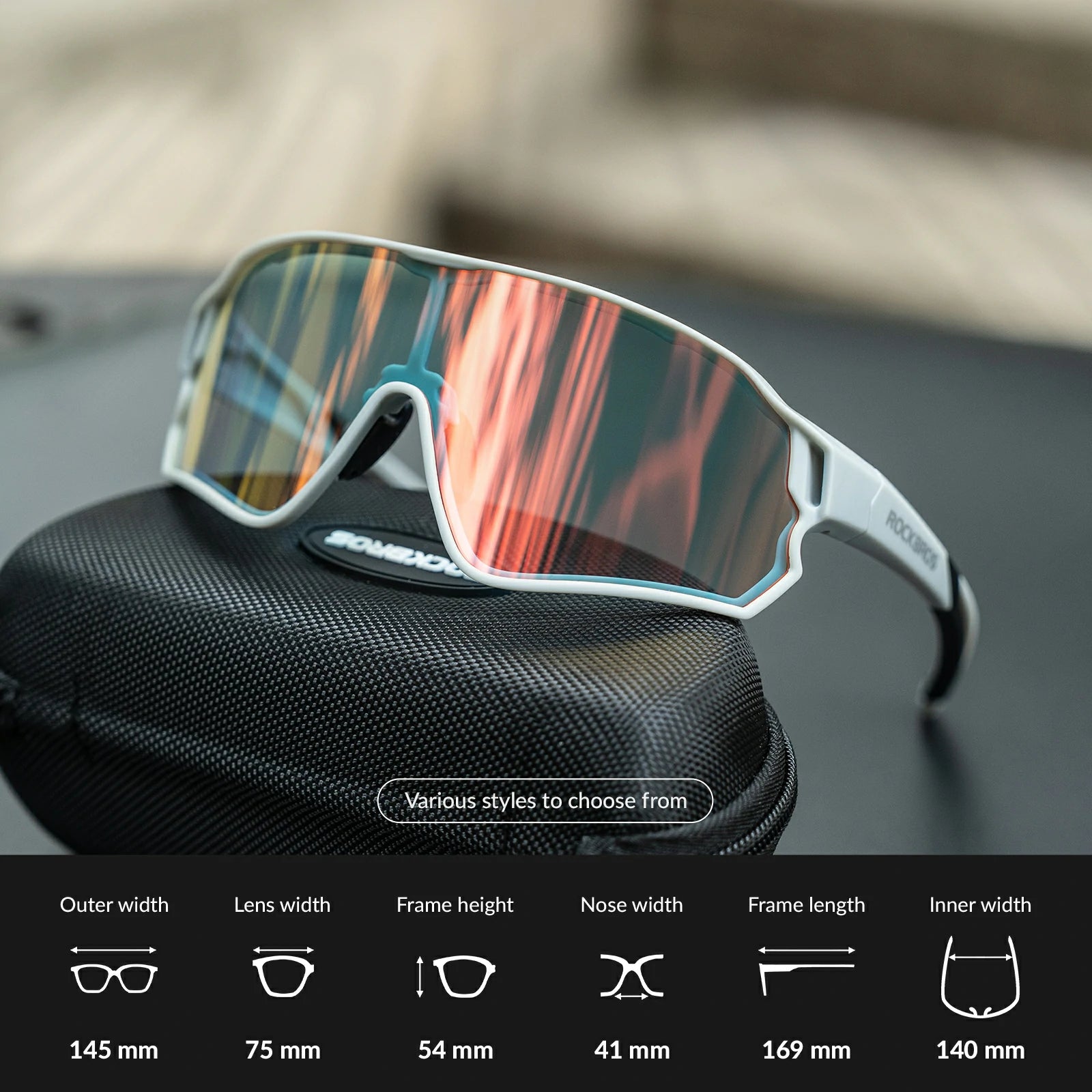 Cycling sunglasses photochromic uv400 protection for men and women#Color_Grey