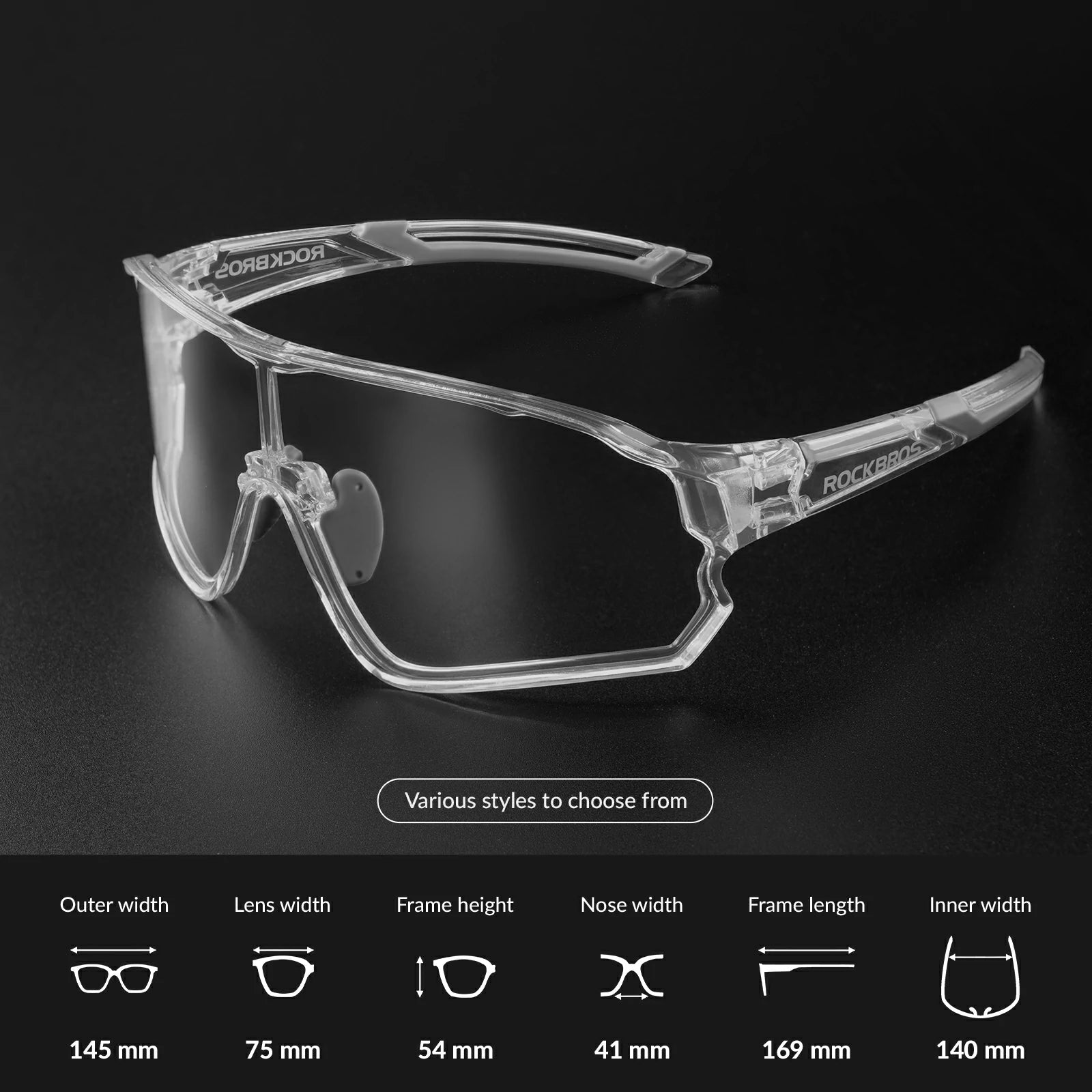 Cycling sunglasses photochromic uv400 protection for men and women#Color_Transparent
