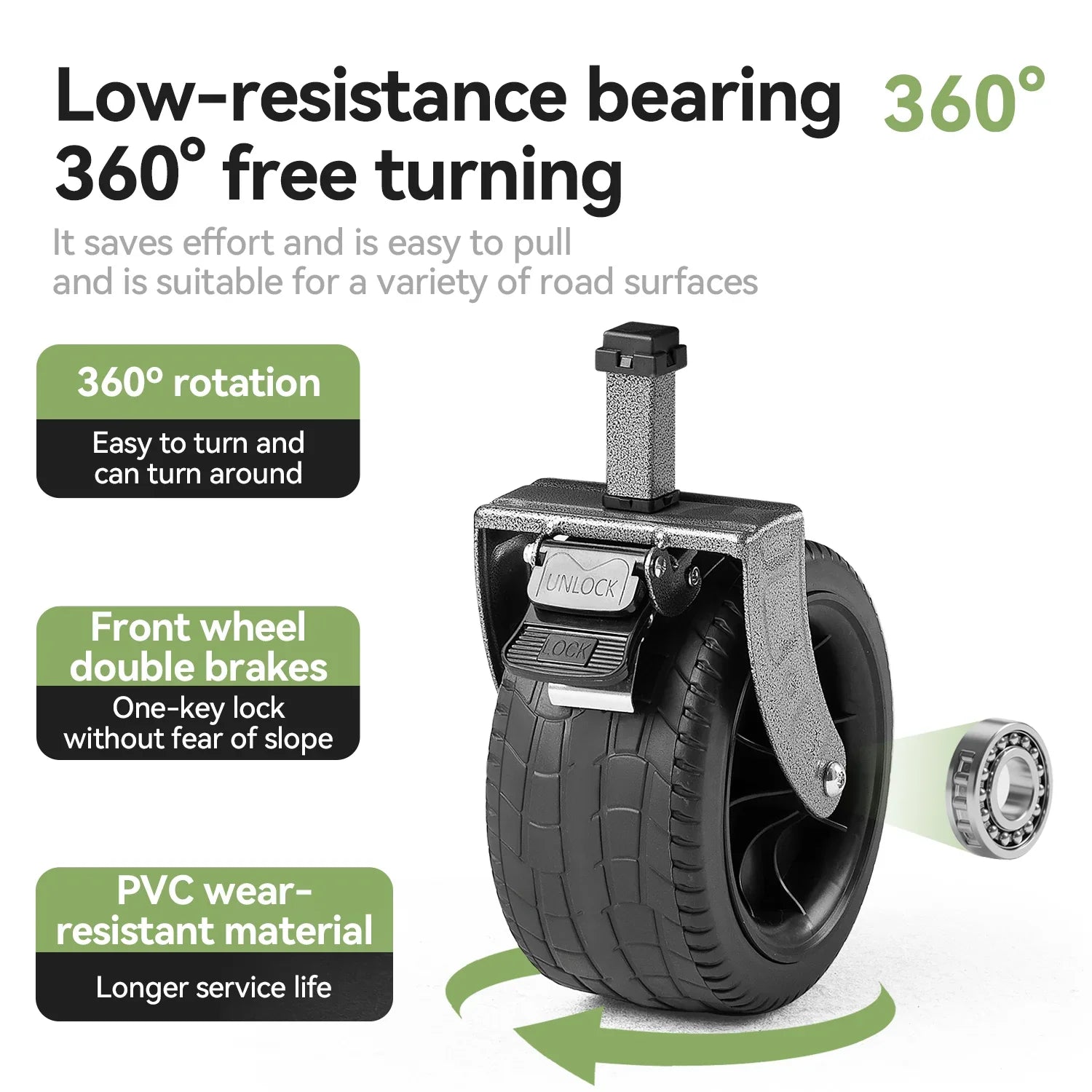 Wheel with features highlighted on a white background