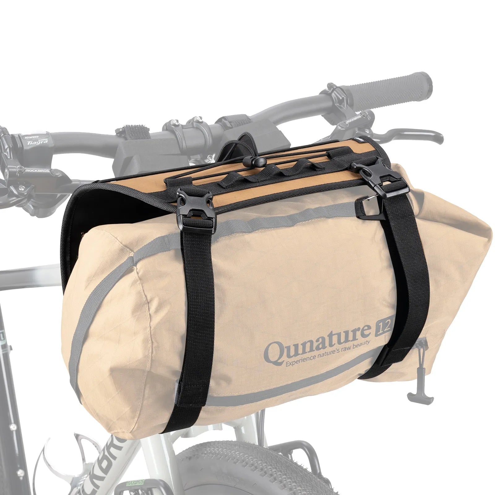 A khaki adjustable handlebar cradle bike bag carrier #color_Khaki