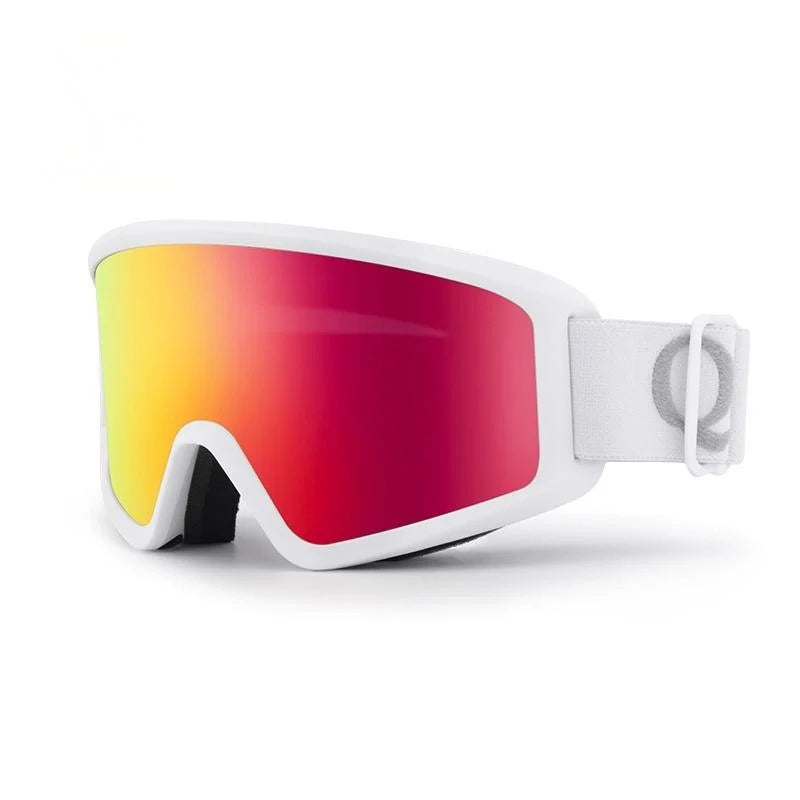 White ski goggles with red and yellow lens on a white background#Color_White