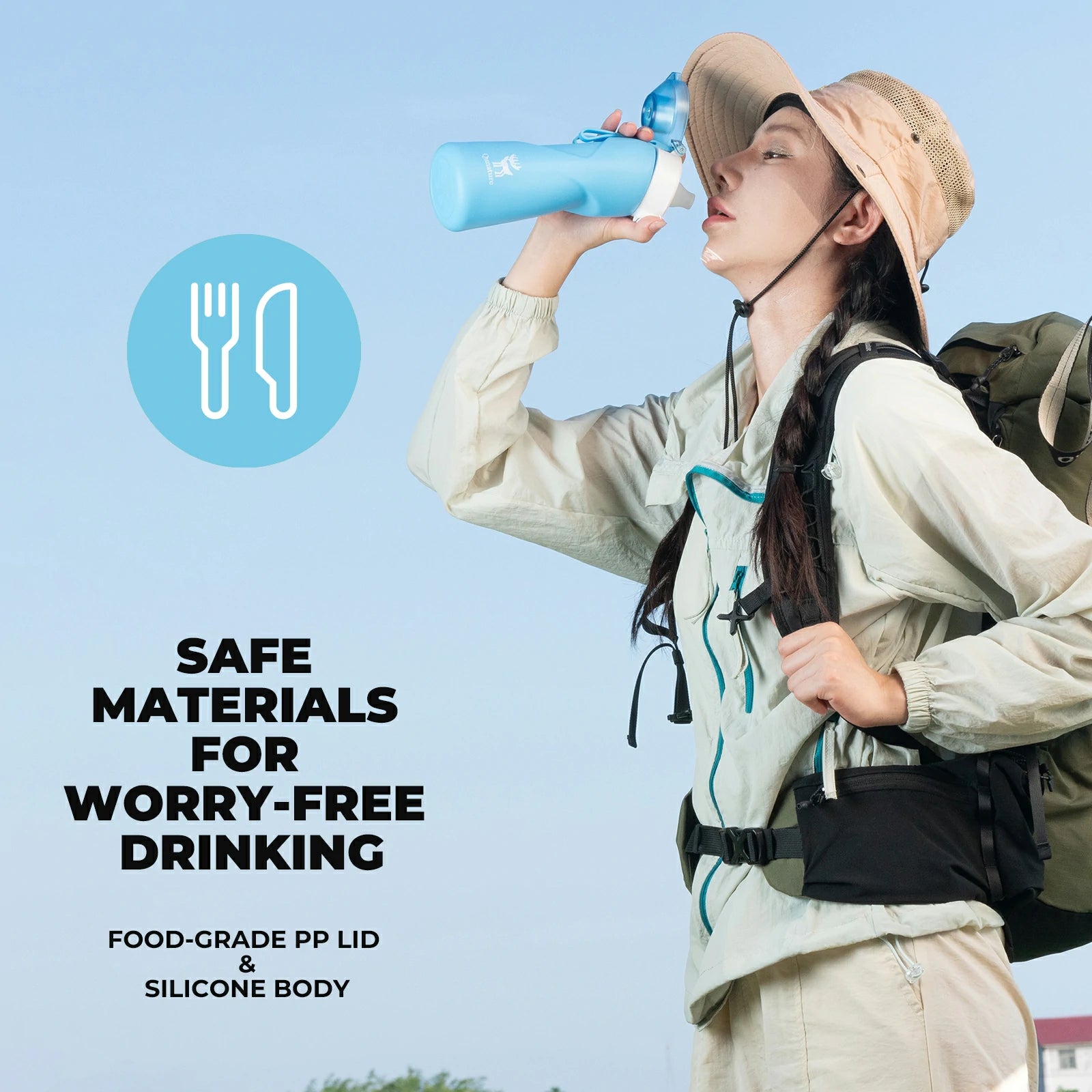 qunature 700 ml collapsible silicone water bottle #Color_Blue