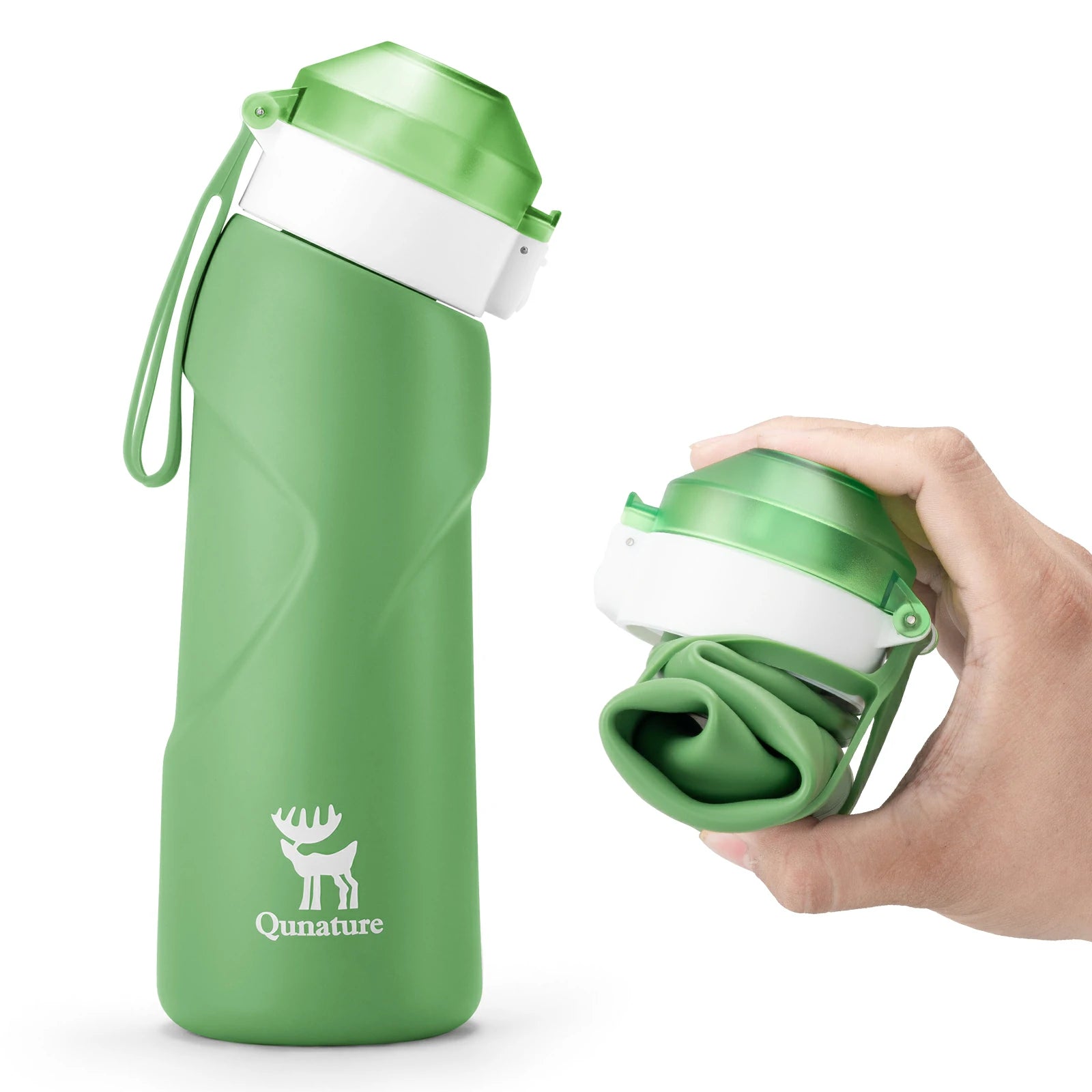 qunature 700 ml collapsible silicone water bottle #Color_Green