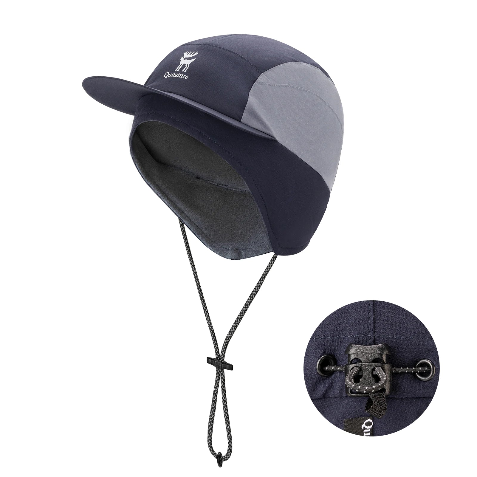 Light blue cap with chin strap and brand logo on a white background#color_Slate Blue