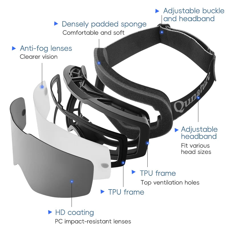 frameless ski goggles with uv400 anti-fog protection