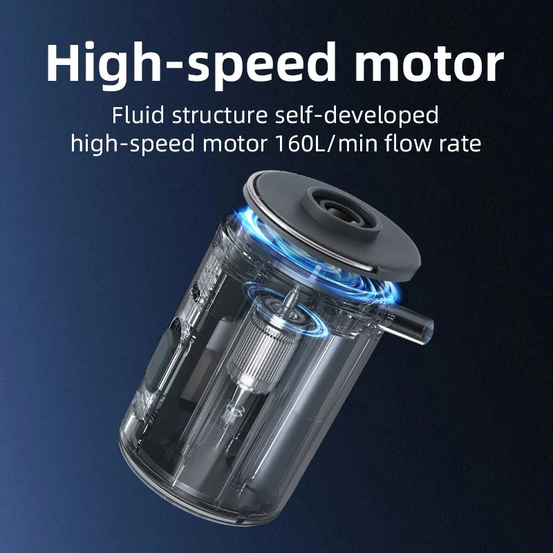 High-speed motor with blue glowing element on a dark background