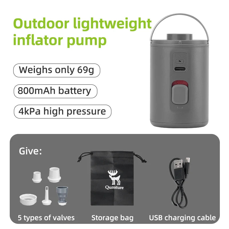 4KPa Mini Electric Rechargeable Air Pump for Inflatables