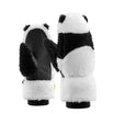 Panda-themed mittens on a white background
