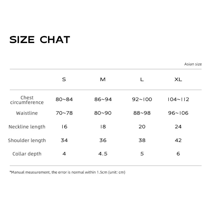Size chart for this black impact-resistant ski vest