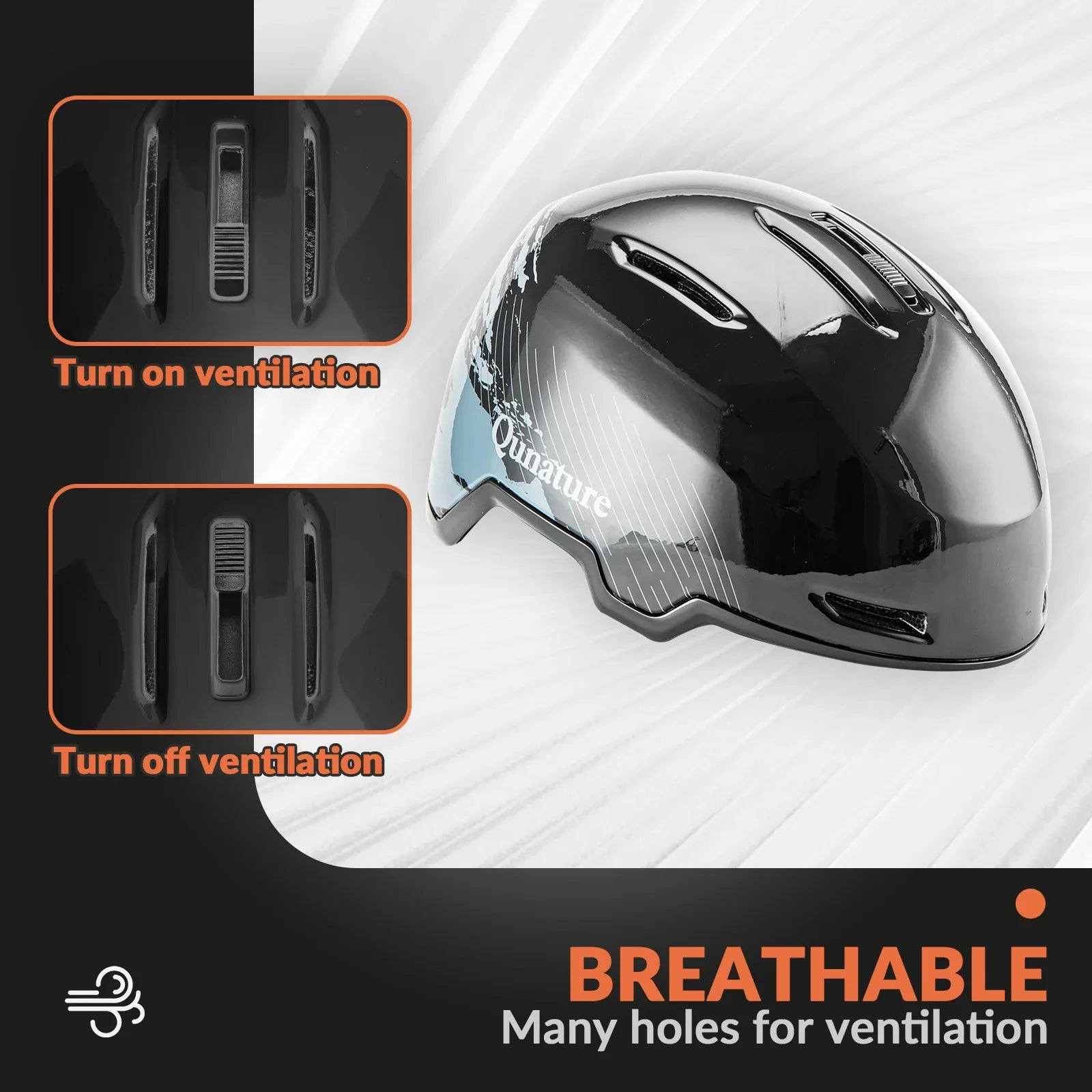 Golf club head with ventilation system illustration and text on a white background#Color_Shiny Black