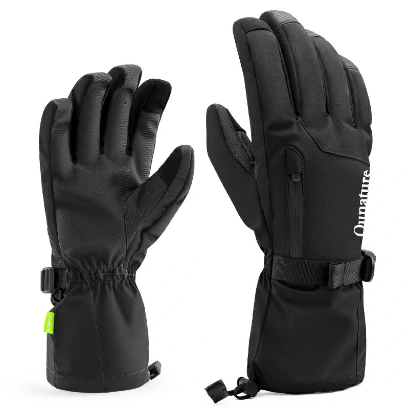 A pair of black split-finger ski gloves