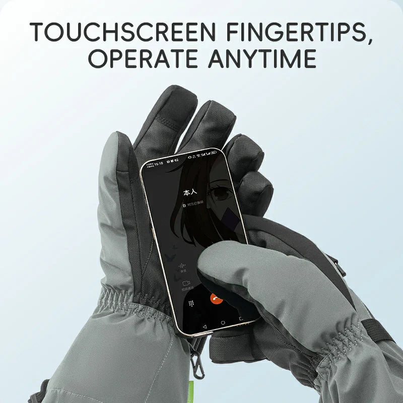 This windproof and non-slip split-finger ski glove can be used to slide the screen very conveniently