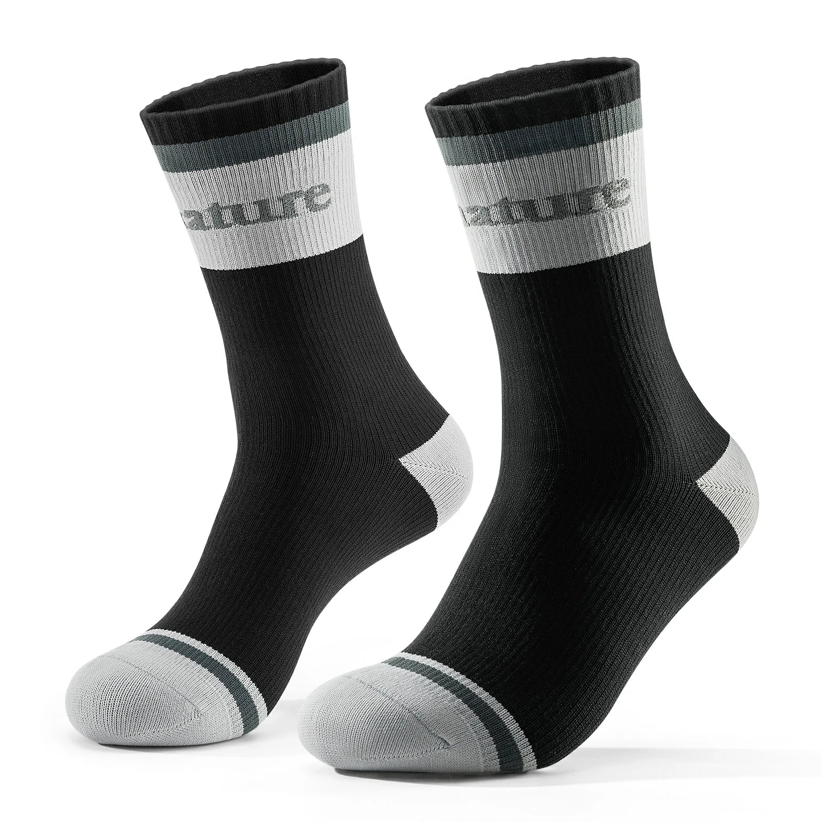 qunature mid-calf waterproof socks #Color_Black