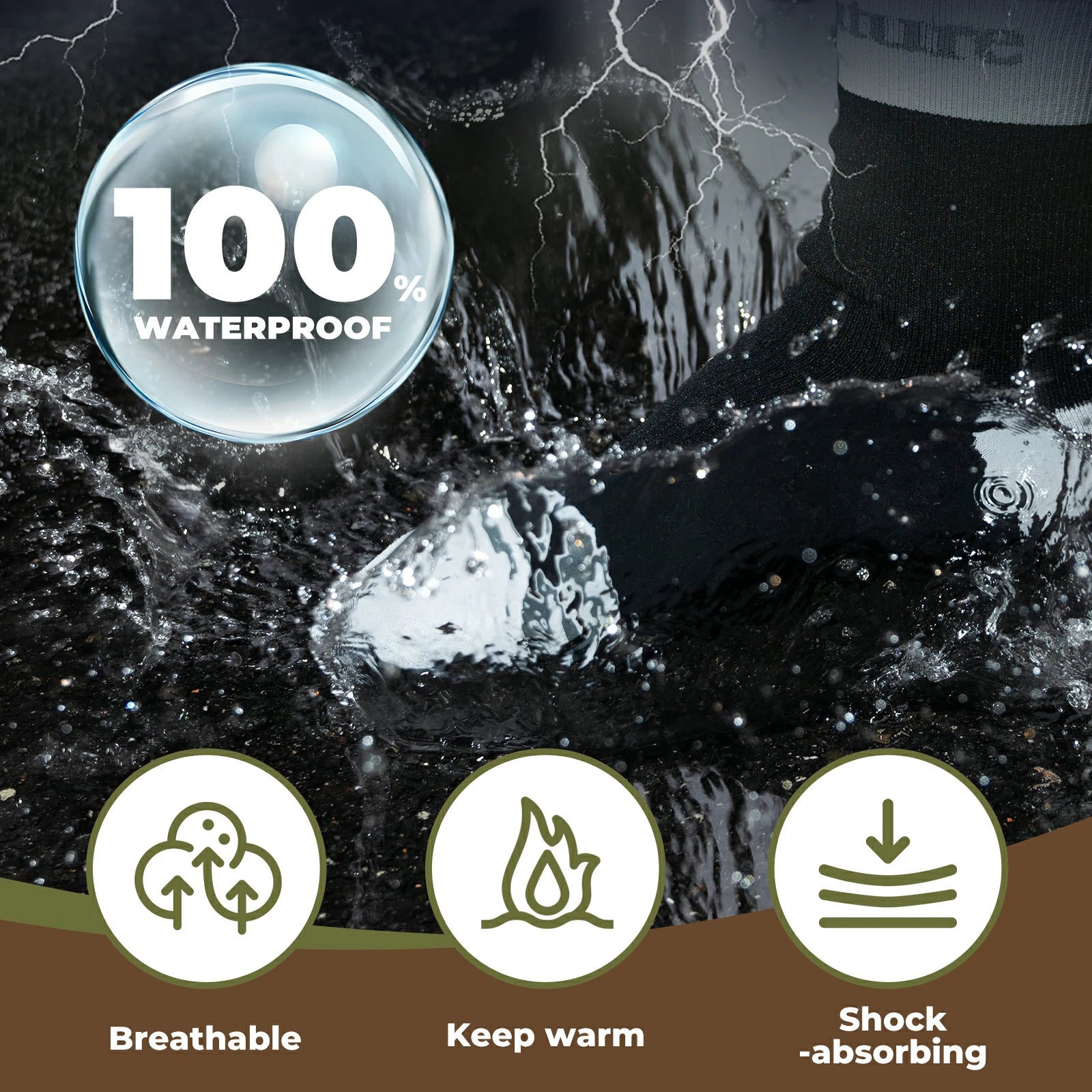 qunature mid-calf waterproof socks