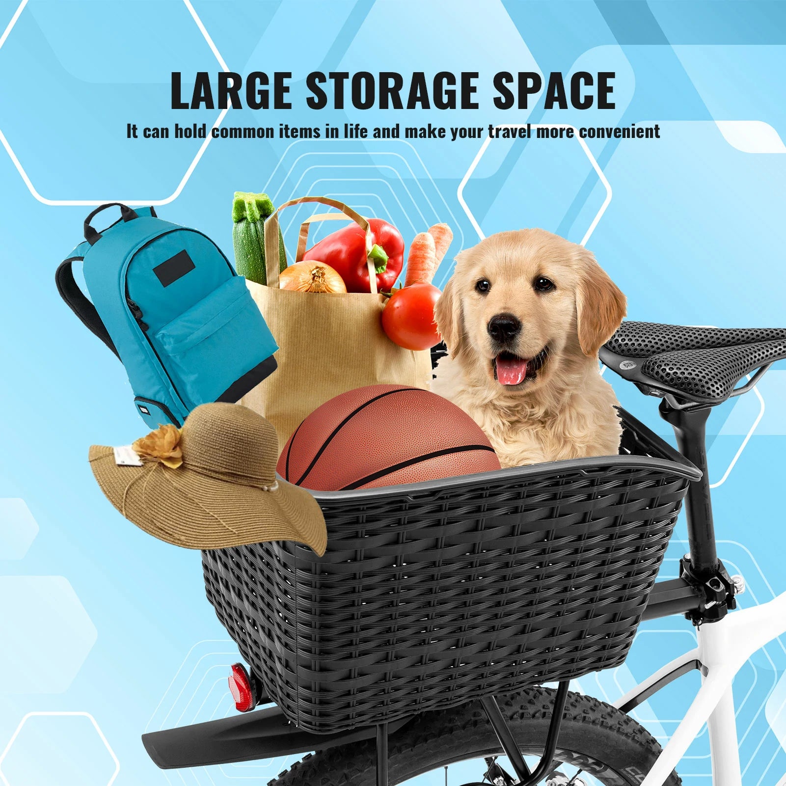 Rear Rack Bike Basket Large Reflective 10kg Load - ROCKBROS