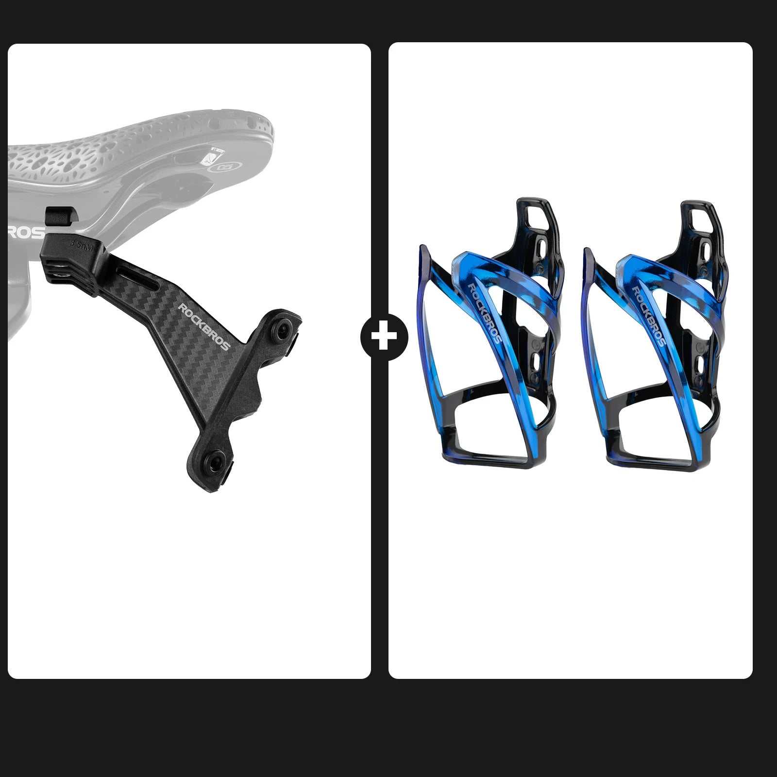 Rear Saddle Bottle Cage Set for Dual Hydration Setup#Color_Black Blue
