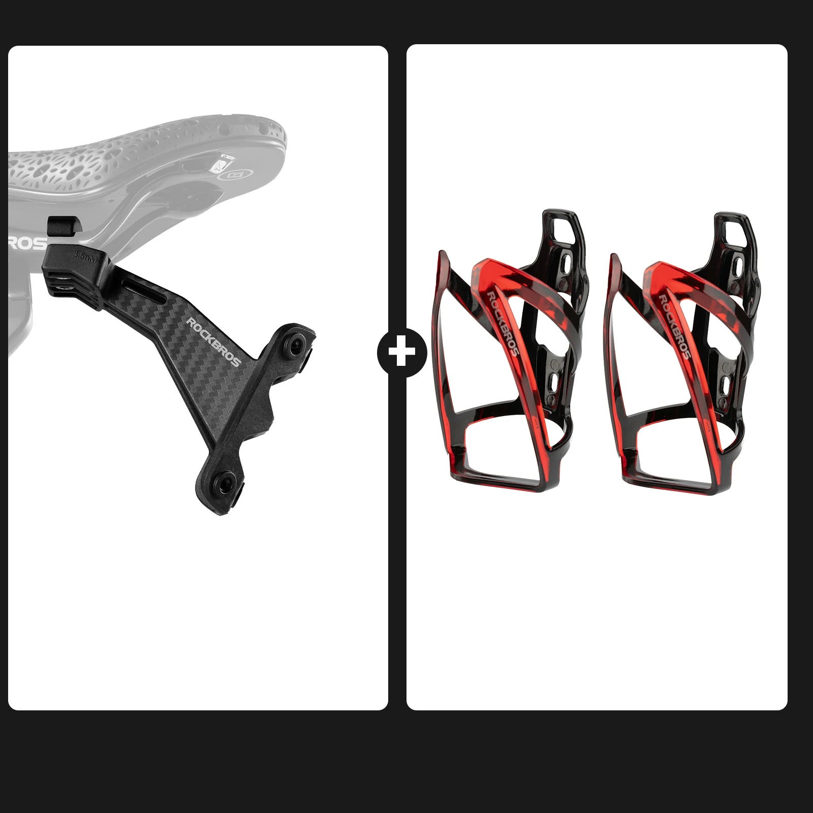 Rear Saddle Bottle Cage Set for Dual Hydration Setup#Color_Black Red