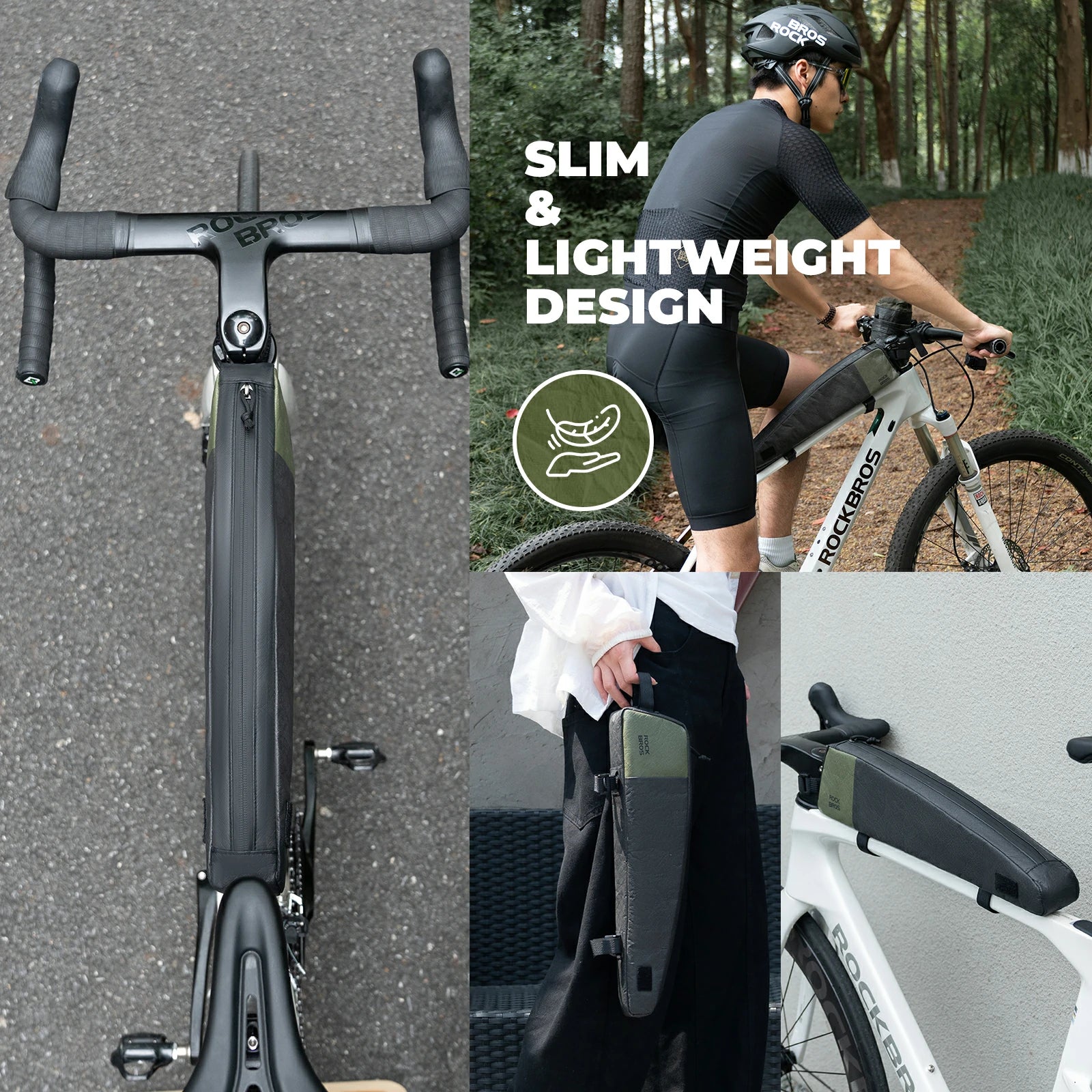 rockbros extended 0.9 l top-tube frame bag