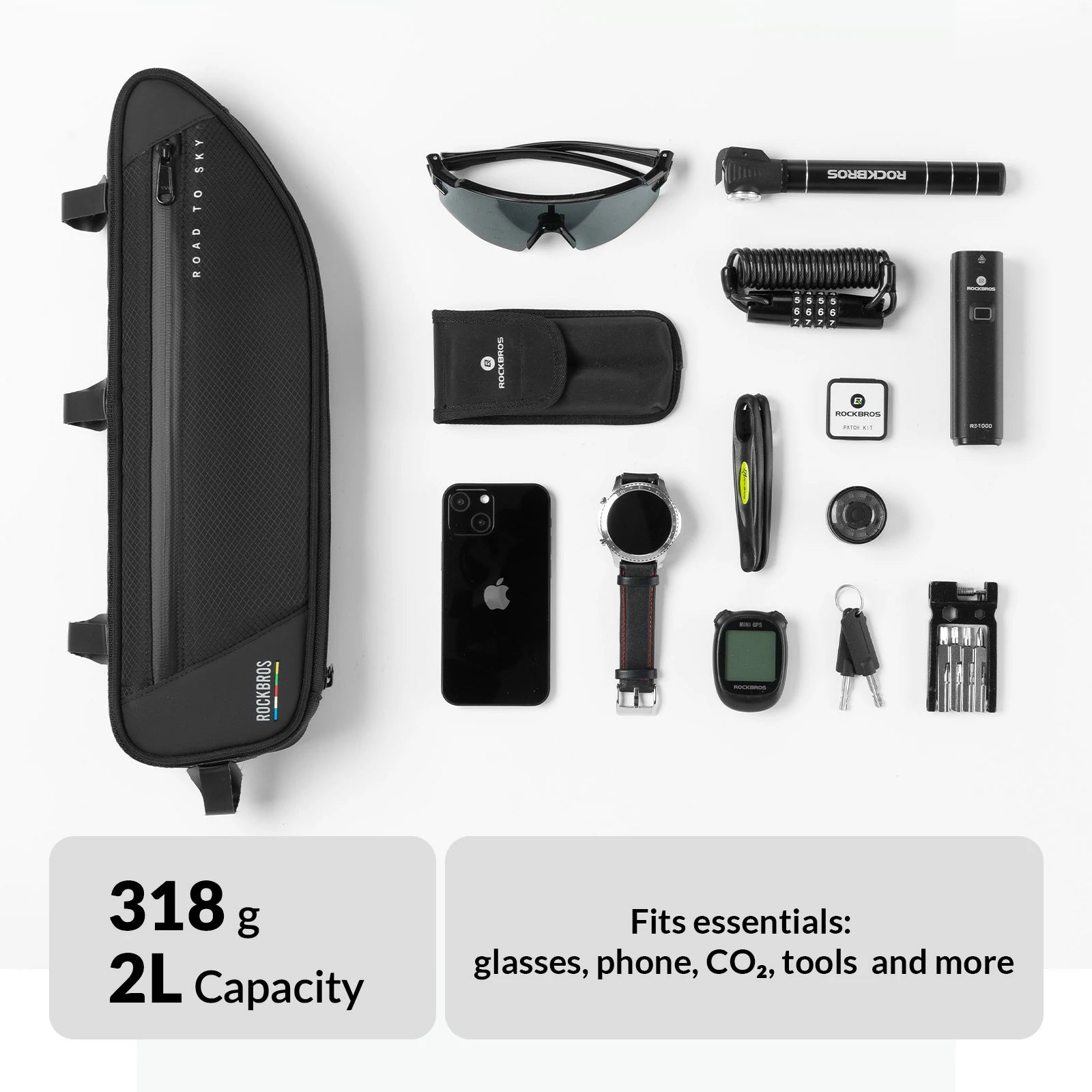 ROCKBROS Road to Sky Bike Frame Bag Reflective Waterproof Triangular Bag 2L
#Color_Black