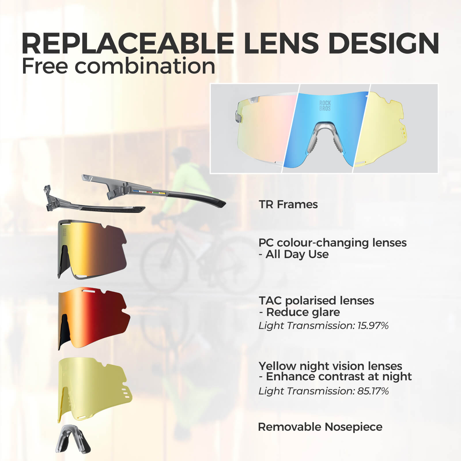 road to sky boundless photochromic cycling sunglasses with uv400 protection #Color_White