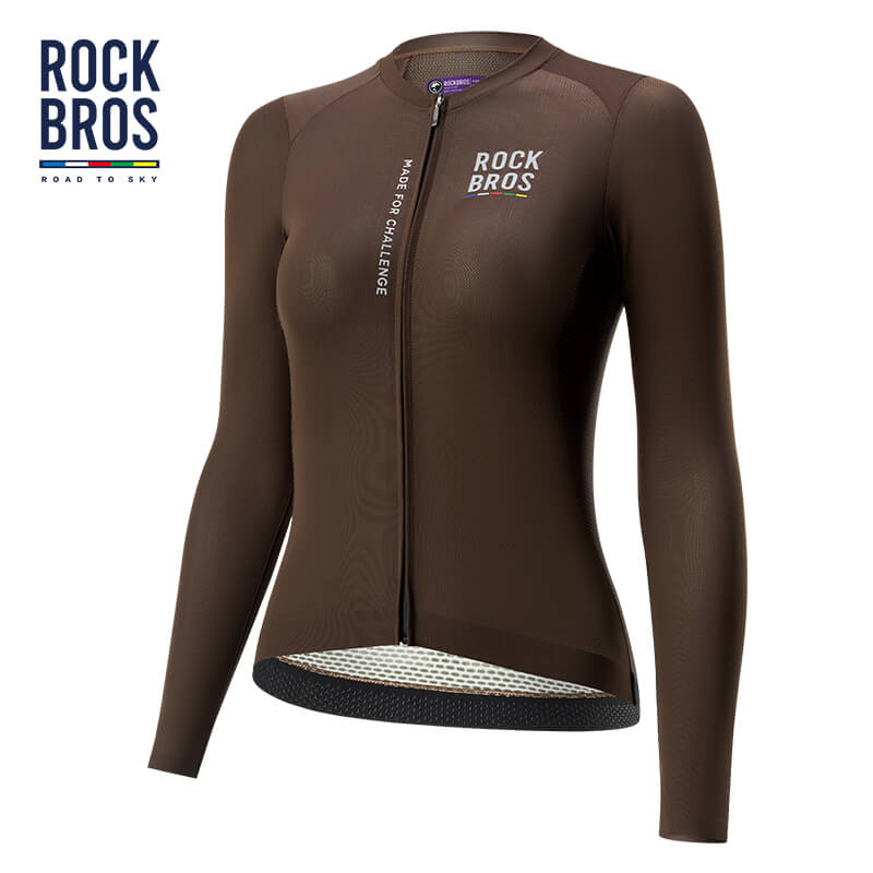 road to sky women’s long-sleeved cycling jersey with breathable and quick-drying fabric for road rides #Color_Brown