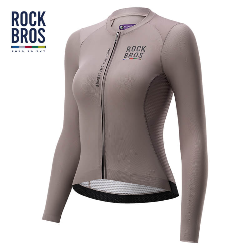 road to sky women’s long-sleeved cycling jersey with breathable and quick-drying fabric for road rides #Color_Light Brown