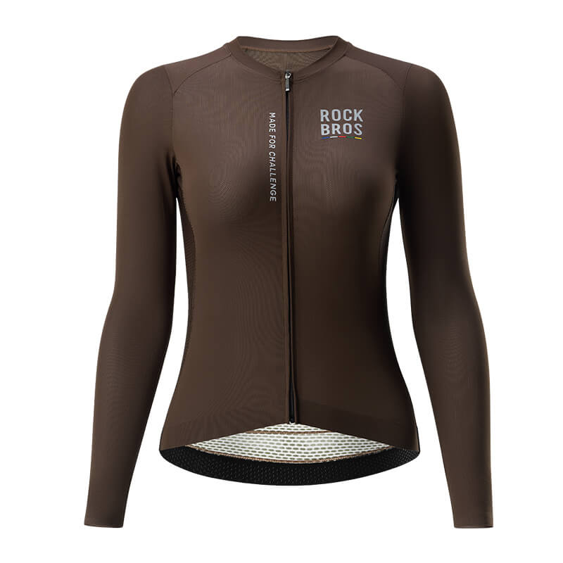 road to sky women’s long-sleeved cycling jersey with breathable and quick-drying fabric for road rides #Color_Brown