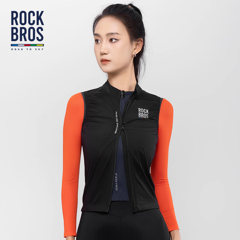 road-to-sky women’s sleeveless cycling vest lightweight breathable gilet for summer rides #Color_Black