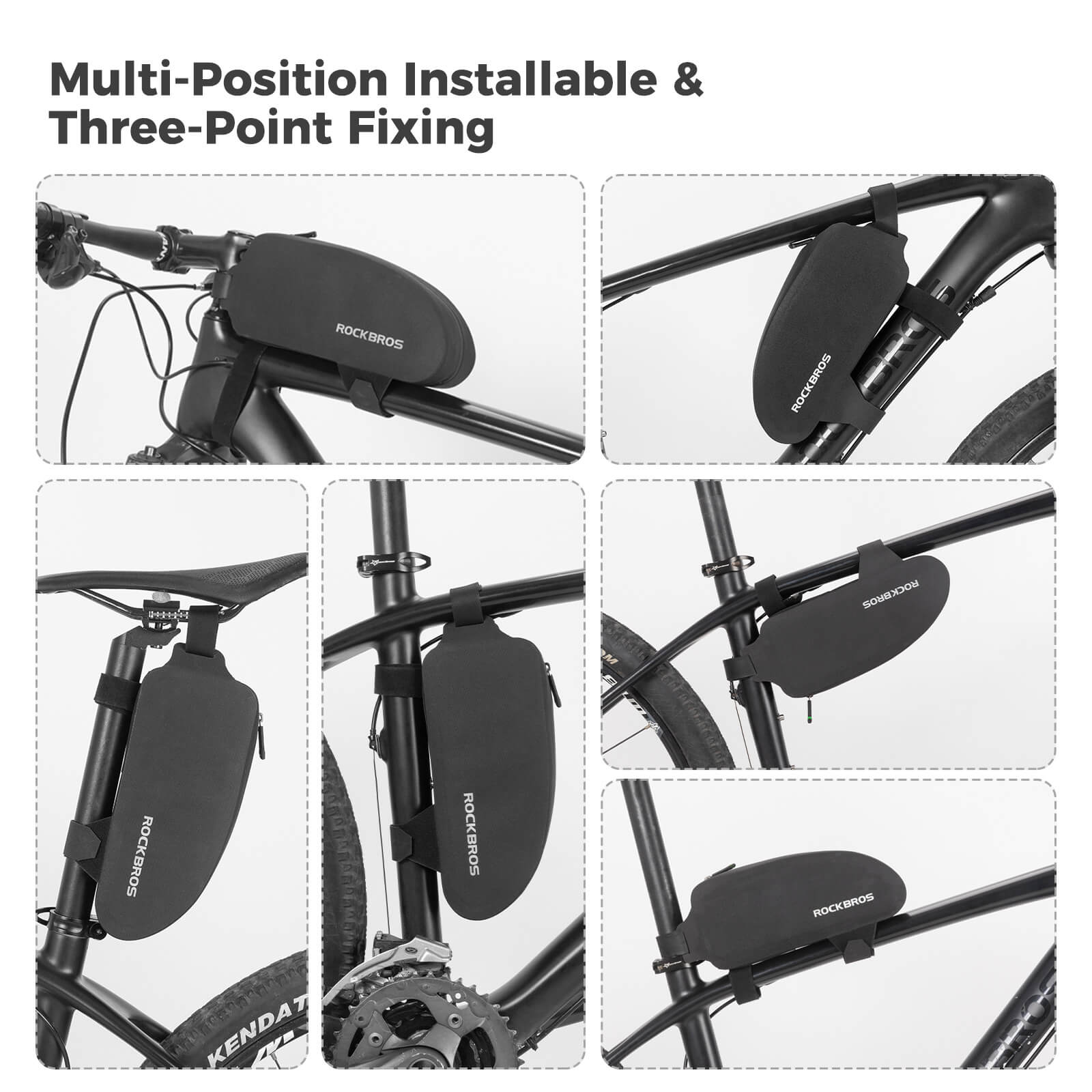 rockbros 100% waterproof bike frame bag with upgraded seamless zipper for dry and secure storage