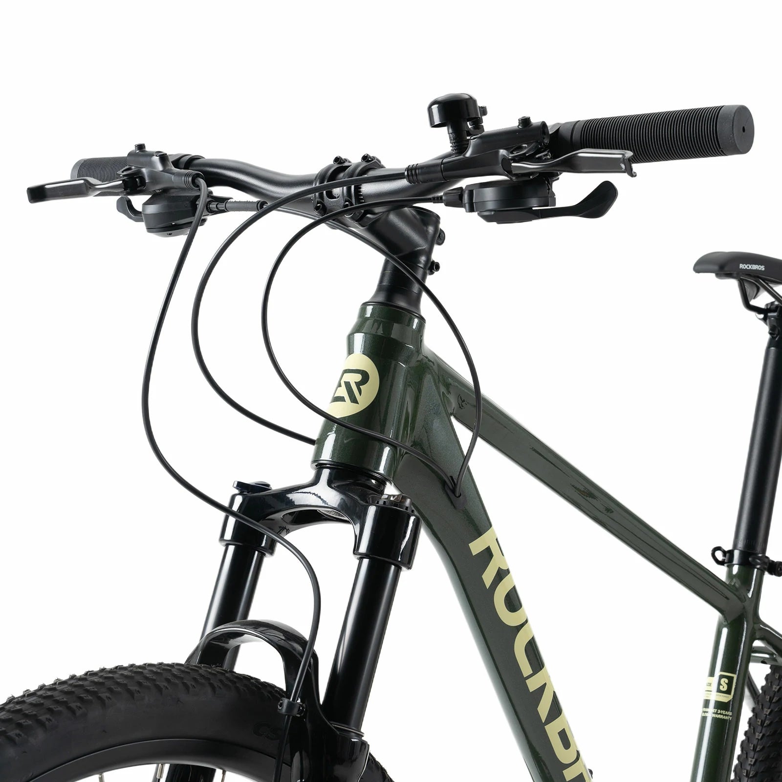 Rockbros 27.5 inch aluminium mountain bike in green with suspension fork and disc brakes#color_green
