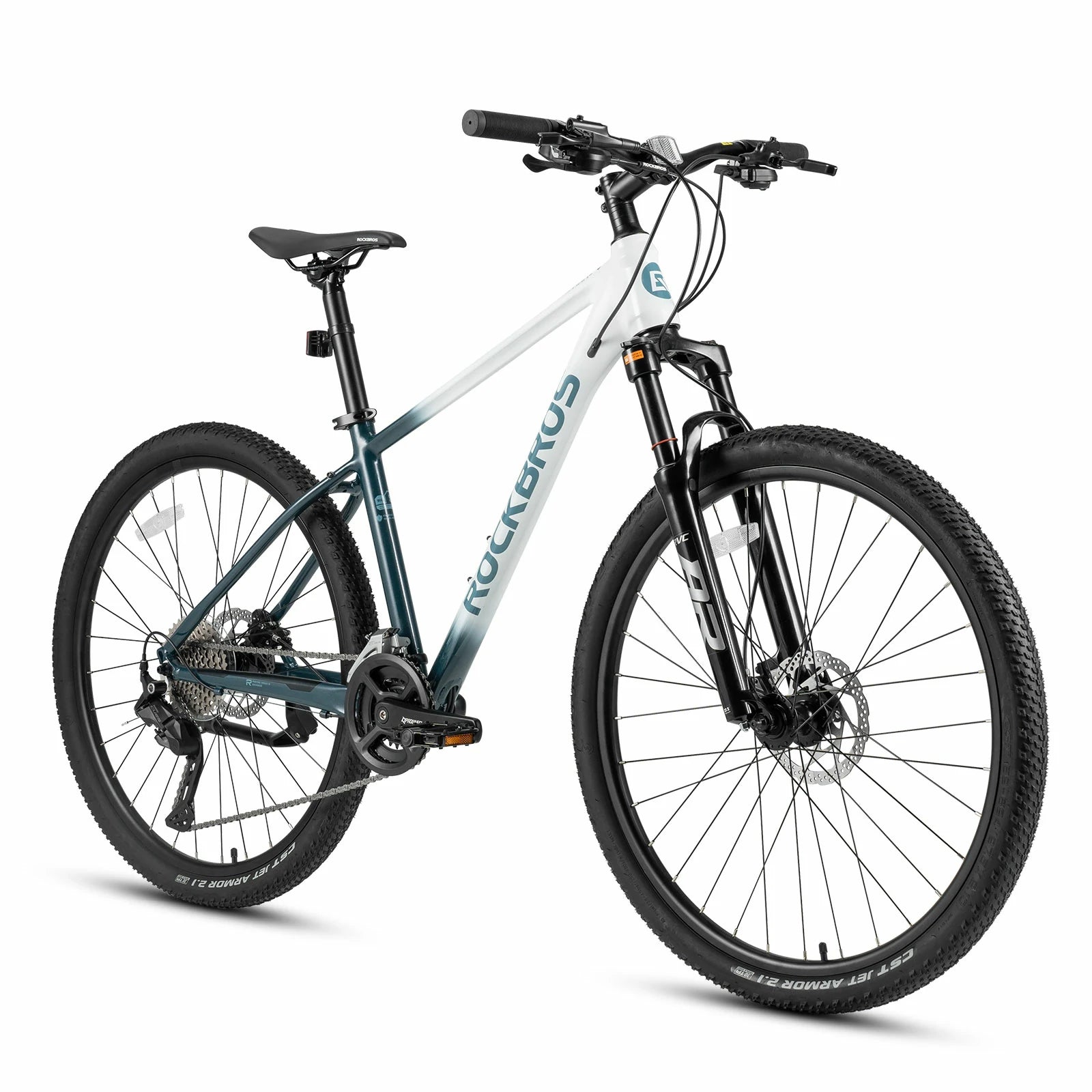 Rockbros 27.5 inch aluminium mountain bike in teal for cross-country and trail riding#color_lake teal