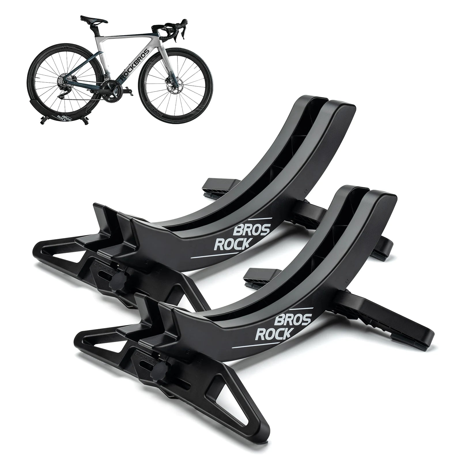 ROCKBROS Bicycle Floor Parking Rack Stand for all 26-80mm Wide Tires #Color_Black*2