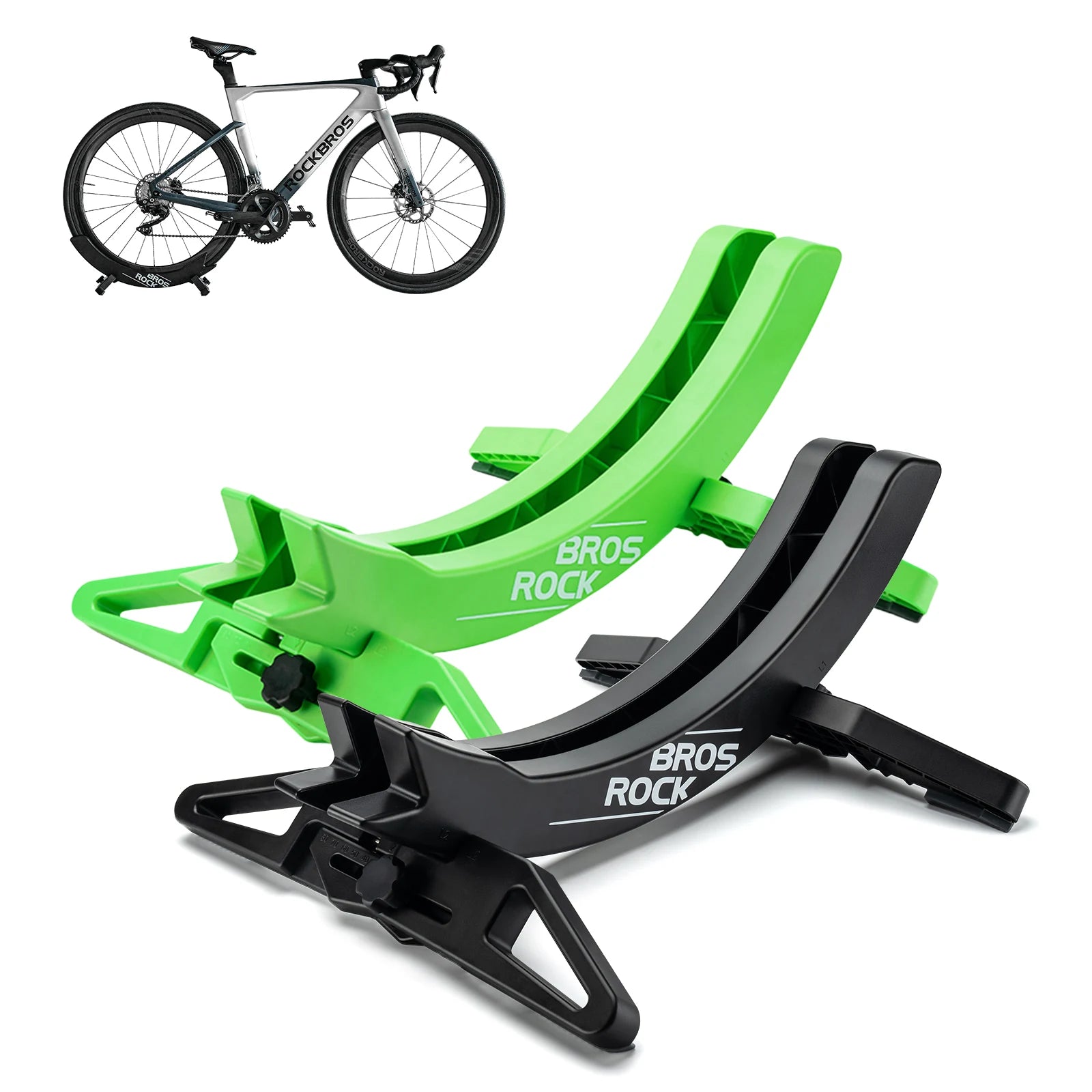 ROCKBROS Bicycle Floor Parking Rack Stand for all 26-80mm Wide Tires #Color_Black+Green