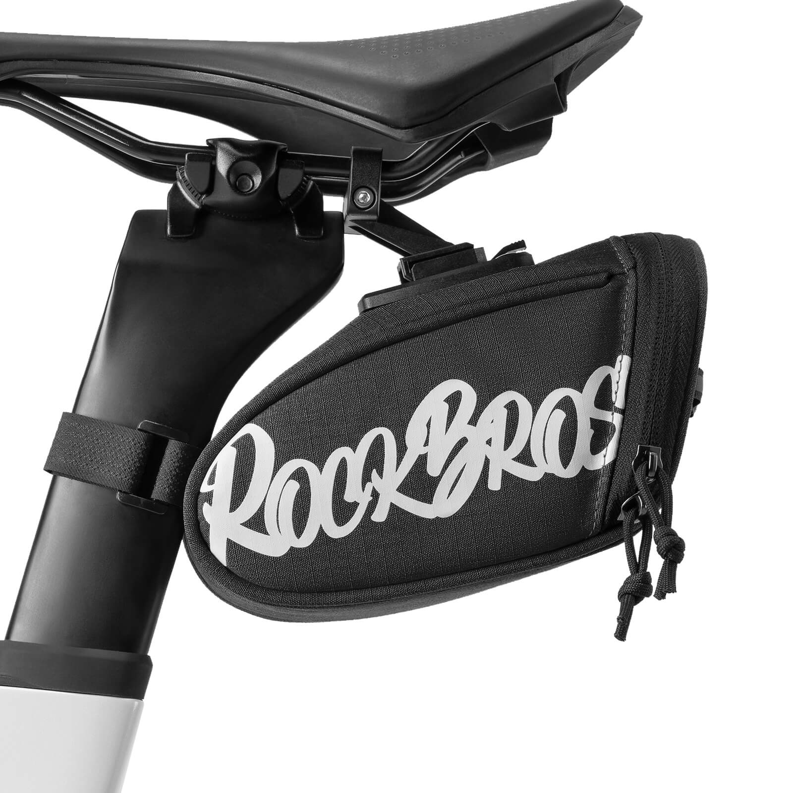 rockbros portable bicycle saddle bag g007 for compact and convenient storage #Color_Black
