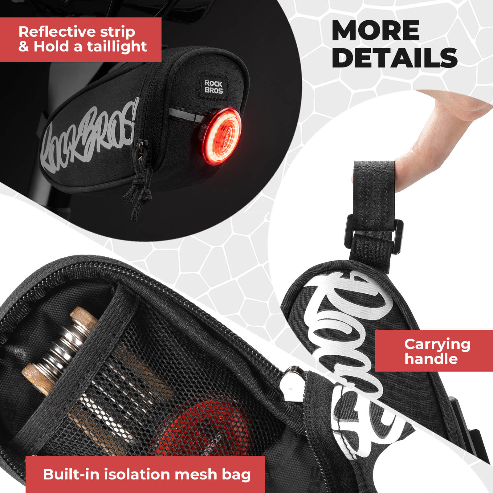 rockbros portable bicycle saddle bag g007 for compact and convenient storage