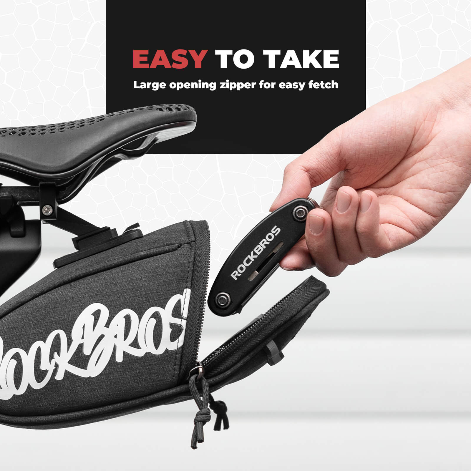 rockbros portable bicycle saddle bag g007 for compact and convenient storage