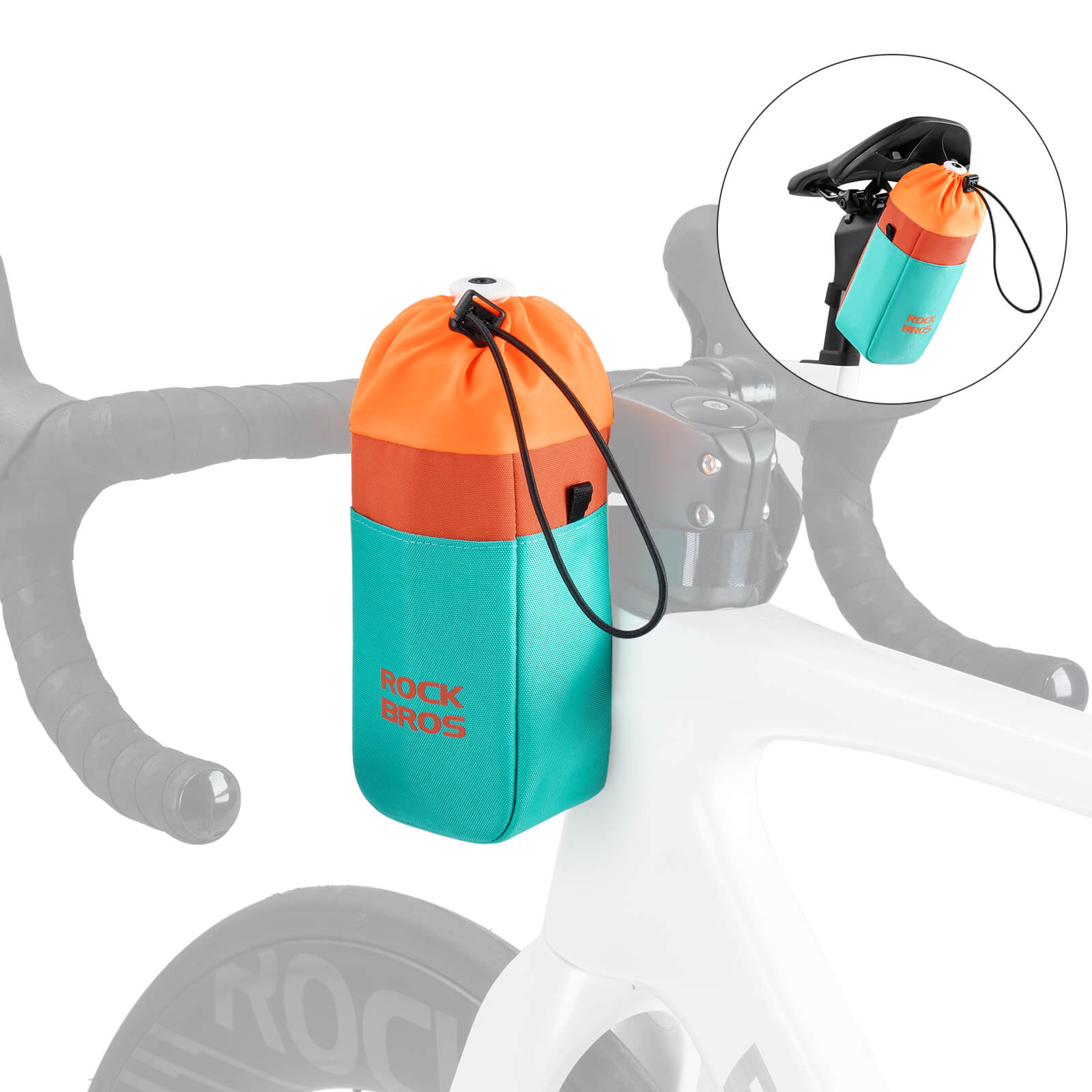 rockbros handlebar bag p004 with bottle holder and shoulder strap for cycling convenience