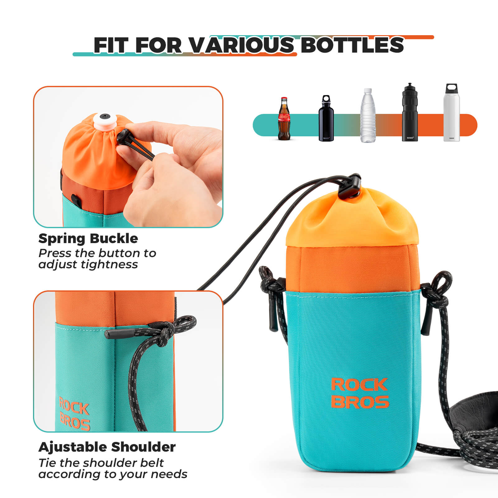 rockbros handlebar bag p004 with bottle holder and shoulder strap for cycling convenience