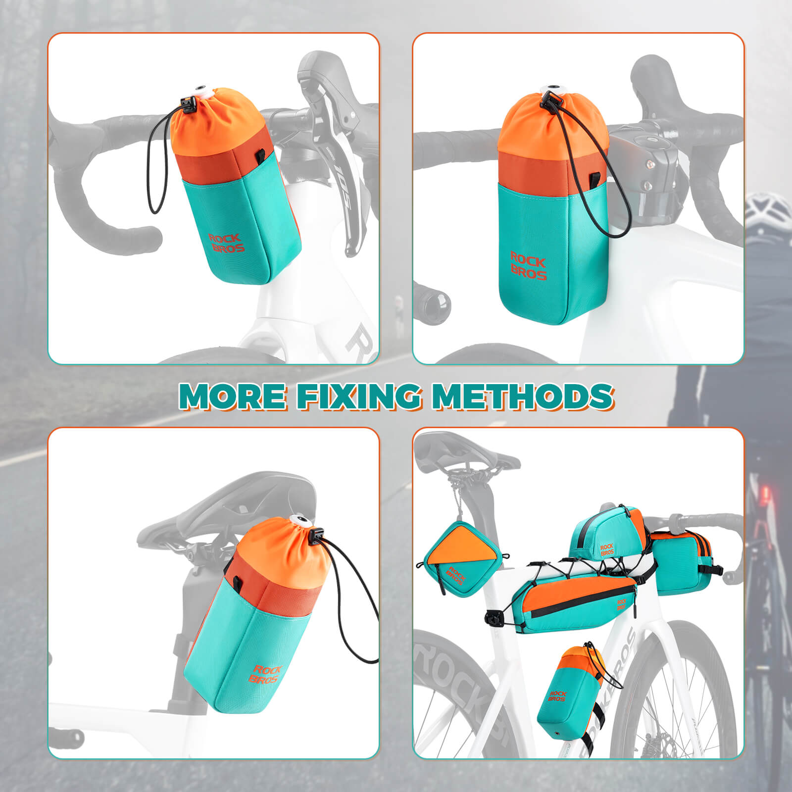 rockbros handlebar bag p004 with bottle holder and shoulder strap for cycling convenience